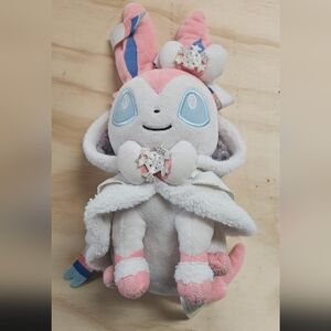 Pokémon Center Sylveon Plush Stuffed Animal White Pink Blue Pokémon Anime